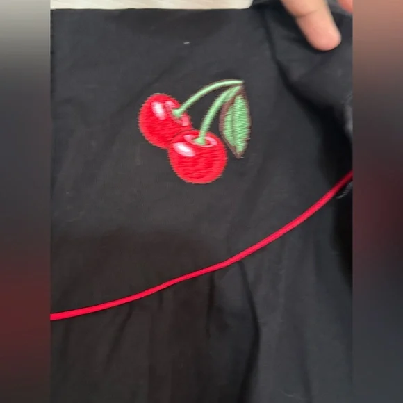 Torrid Black Button Down Shirt with Red Cherry Accents - Picture 4 of 11